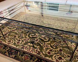 Matching Iron Coffee Table, Area Rug Celebration Ivory/Black 5'5" x 7'7"