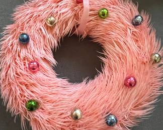 Vintage 50's Bottlebrush Small Pink Christmas Wreath