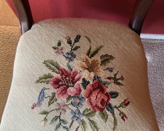 Carved Chair w Needlepoint Seat