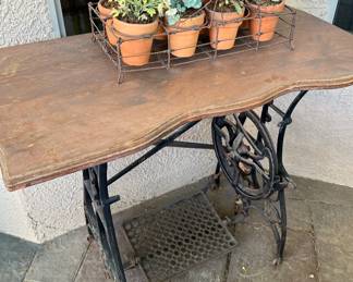 Table w Antique Sewing Machine Base