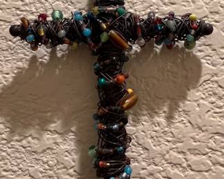 Small Wire Cross Beaded