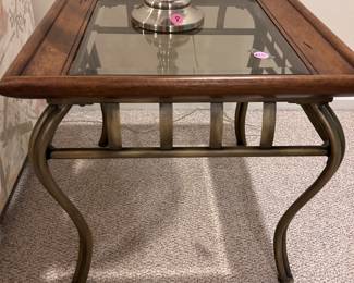 Side glass top table with matching coffee table