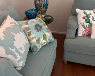 Blue MCM style couches