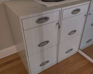 (2) hip high metal cabinets
