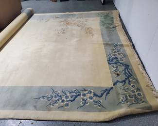 Unrolled...this beauty is approximately 22' long by 16'.  It just needs cleaning.

I'm taking bids on this or any larfe item you wish.

Email me your bid: proqfineart@gmail.com 
**All bids end on Saturday at 4 when we close.  **If you're the highest bidder, I call after 6 p.m. Sat