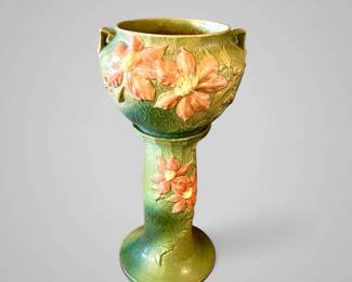 Roseville Art Pottery Clematis Jardiniere & Pedestal