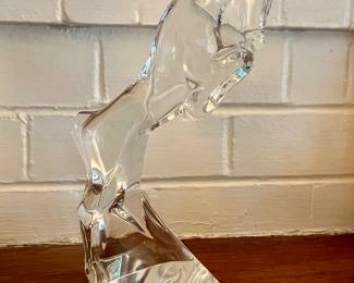 BACCARAT CRYSTAL REARING HORSE SCULPTURE 9" TALL