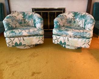 1970's Fairifield swivel barrel chairs. Pristine condition