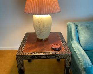 1980's  Asian style glass lamp, one of 2