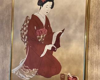 1980s large Geisha painting