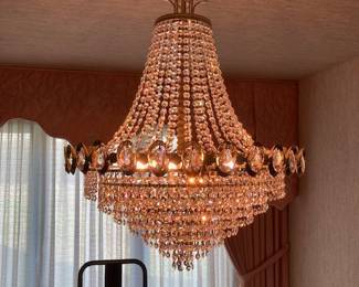 Vintage 1980's Basket crystal chandelier