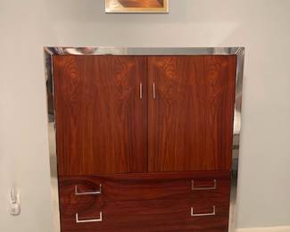 Milo Baughman style rosewood and chrome dresser