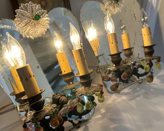 Wonderful antique mirrored sconces. 