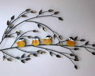  004 Metal Birds On A Branch Wall Art