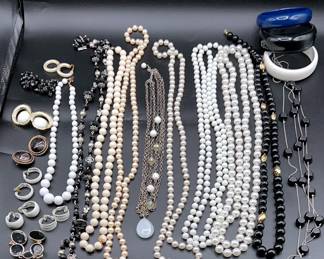 Collection Of Black And White Costume Jewlery