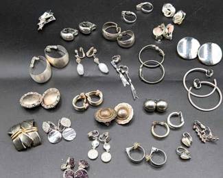 Collection Of Silver Tone Clip On Earrings