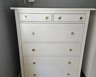 6 Drawer tall white dresser with gold knobs 