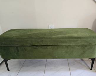 Green velvet storage bench 
