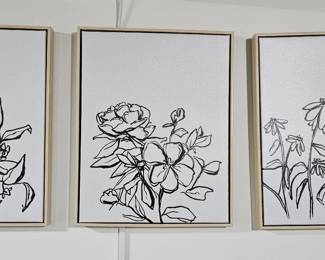 Black & white sketch flowers artwork 