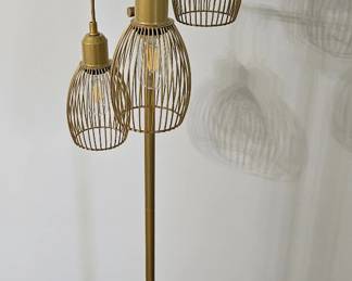 3-Light caged gold floor lamp 