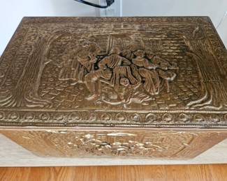 Antique brass kindling holder 