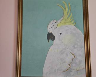 Cockatoo print with gold frame 