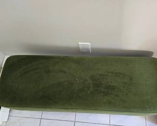Green velvet storage bench 