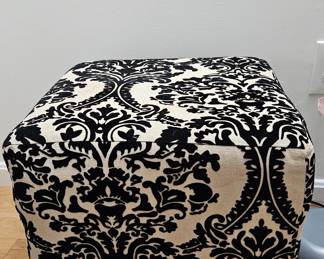 Black & beige scroll pattern ottoman 