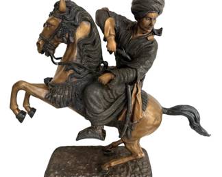 Bronze Arabian on Horse