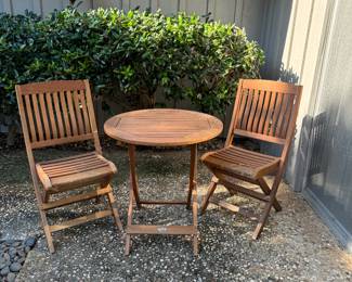 wood patio furniture. 