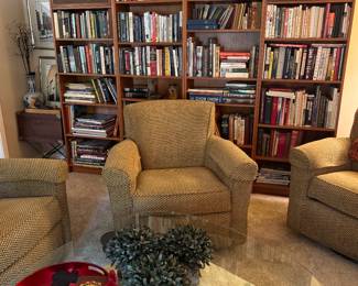 four comfy chairs on swivel bases. excellent condition. 