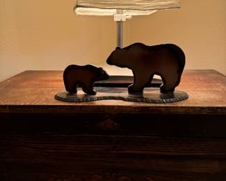 metal bear art piece. 