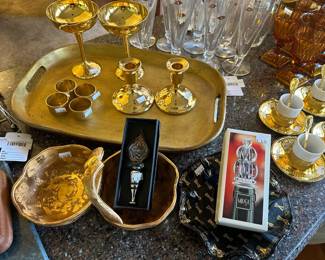 Vintage Libbey Adagio Pilsner Glasses Set of 8, Vintage Libbey Adagio Pilsner Glasses Set of 8, Mikasa Bottle Stopper, Vintage Gold Stange Bowl, Bellini Espresso Set