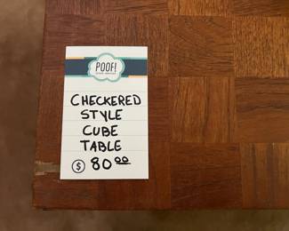 Checkered style cube table