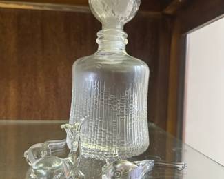 Glass Whale Figurine, Glass Bottle with Stopper
