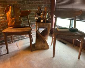 Novica Style Thinker Figure A, Novica Style Thinker Figure B, Haussmann Style Twist Table