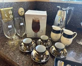 Essentials Irish Coffee Glasses, Silver George Jensen Espresso Cups