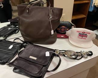 Vintage Leather Perry Ellis Bag, Vintage Woven & Leather Bag, Vintage hats
