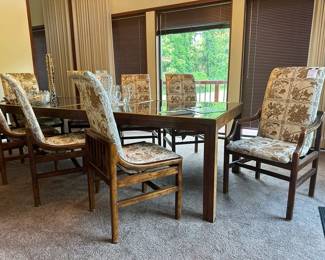 Henredon Industries Set of 8 Dining Chairs, Vintage Mirrored Dining Table