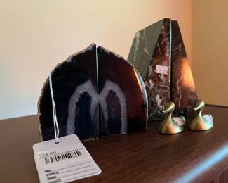 Agate geode bookends