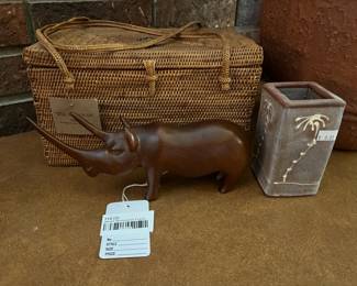 Wood rhinoceros figure