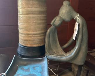Square Ceramic Bowl, Mother and Daughter Ceramic Sculpture, Ceramic Lamp
