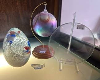 Genro Enterprises Glass Ornament on Stand, Alchemist Metal Egg Paperweight