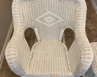 White Wicker Chair ($100) with Side Table ($40)