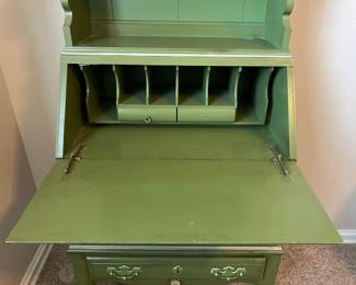 Fabulous green secretary measuring 26" wide, 15" deep, and 70.5" tall $185.00