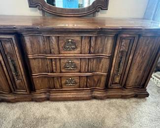 Burlington Furniture Co. Dresser with Mirror measuring 72" wide, 21" deep, and 33" tall without the mirror. $225