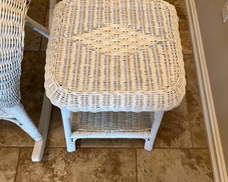 White Wicker Chair ($100) with Side Table ($40)