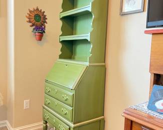 Fabulous green secretary measuring 26" wide, 15" deep, and 70.5" tall $185.00