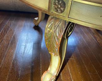 French Louis XIV Style Hand-Painted Floral and Giltwood Coffee Table