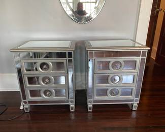 Mirrored 3 Drawer Nightstand